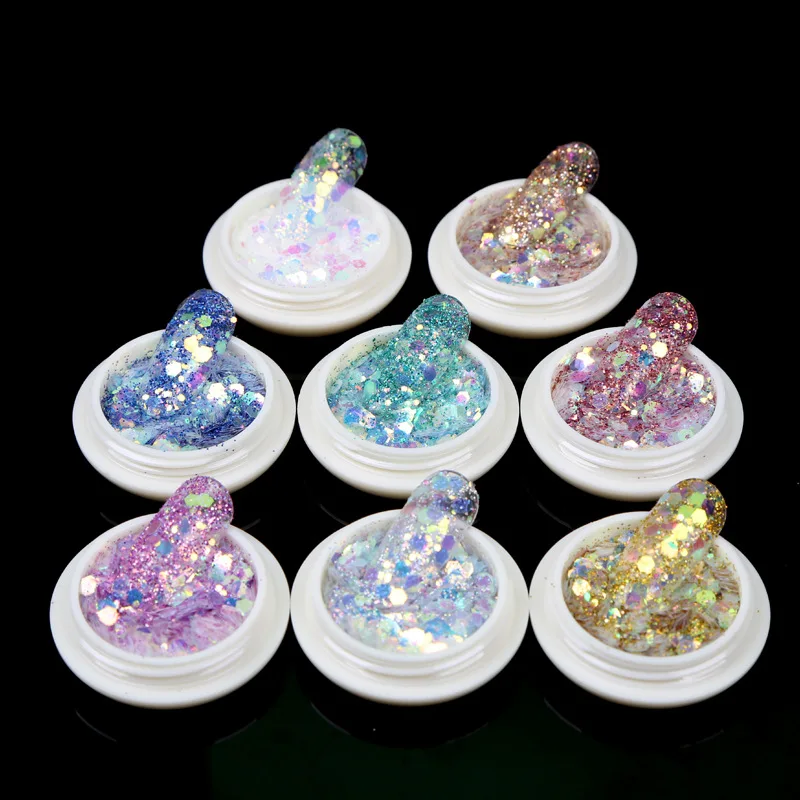 1 коробка для ногтей Русалка блестящие хлопья 3D шестиугольные цветные блестки