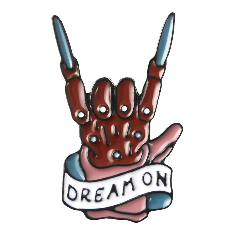 

Skull Palm Love You Gesture Retro Enamel Pins Fashion Collection Backpack Collar DIY Badge Brooch