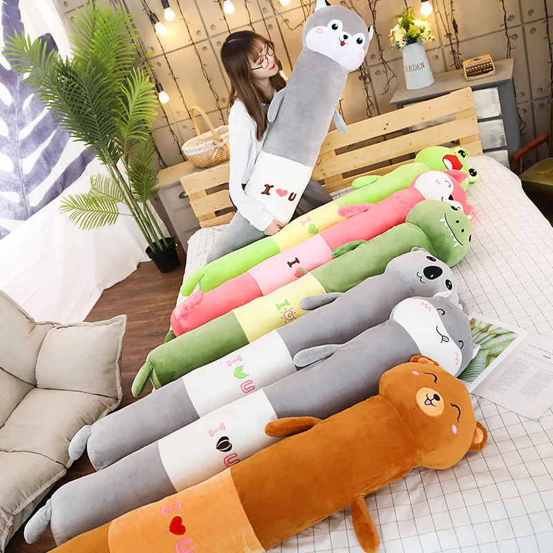 

Кавайные животные, цилиндрическая плюшевая подушка, мультяшная длинная игрушка-животное, лягушка, медведь, коала, Хаски, лиса, хомяк, диноза...