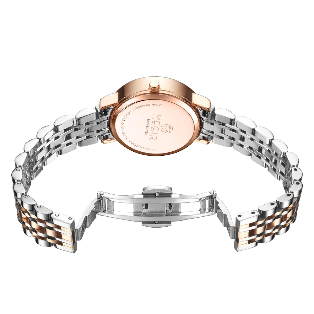 

MEGIR Brand Luxury Women Watches Fashion Rose Gold Quartz Watch Ladies Stainless Steel Waterproof Wrist Watch Relogio Feminino