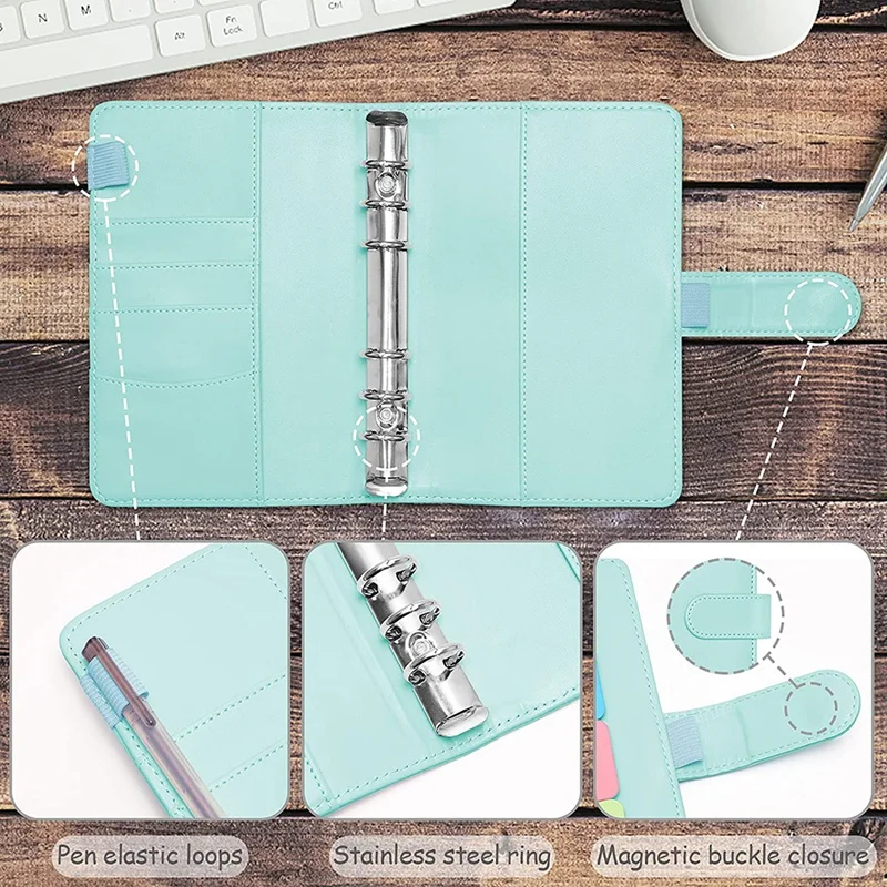 

A6 PVC Notebook Binder, Budget Planner Organizer Suitable for Use As a Cash Envelope Wallet in School and Family