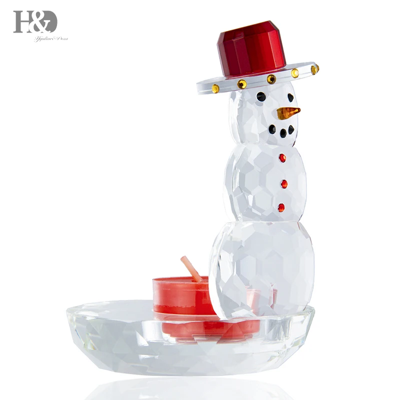 H & D волшебная Рождественская снеговик Votive красная шляпа Хрустальный подсвечник