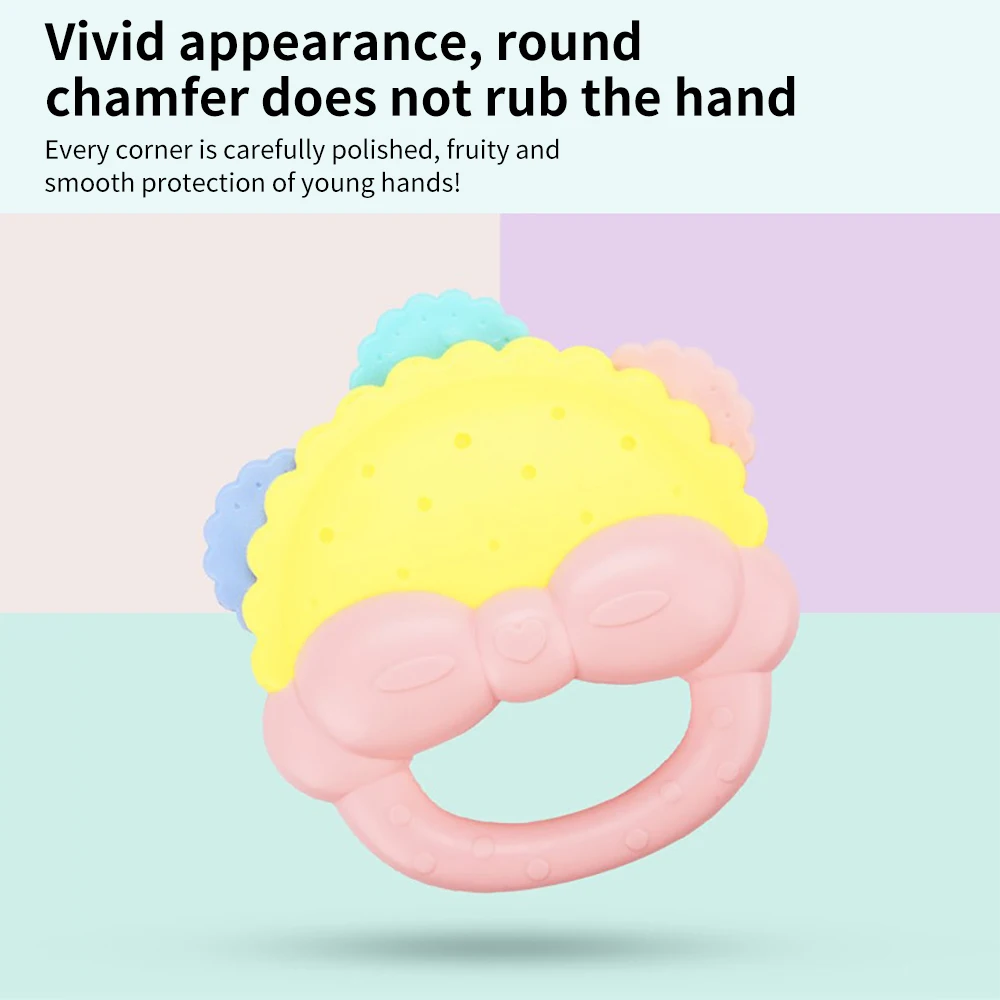 

Baby Soft Rubber Rattle Teether Toy Newborn Chews Food Grade Silicone Teethers Infant Training Bed Toy Chew Toys Kid