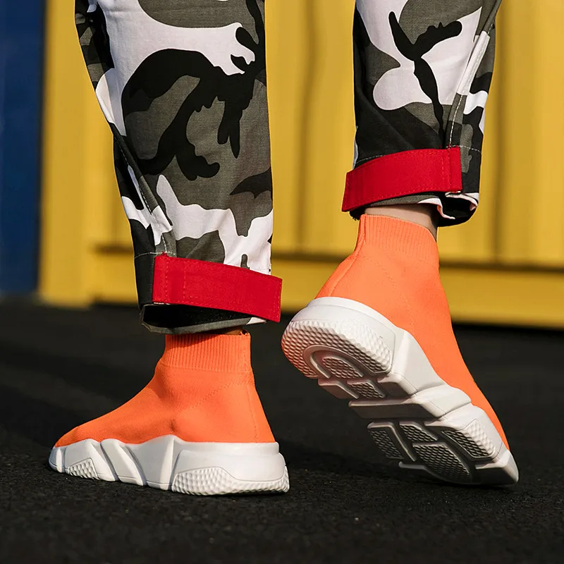 Brand Orange Socks Sneakers Slip On Women Running Shoes Lightweight High Top Trendy Shoes For Women 2020 Zapatillas De Deporte