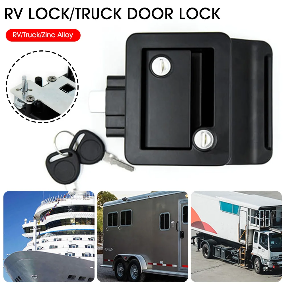 

RV Door Latch Entry Door Lock with Deadbolt Zinc Alloy Metal Door Lock Replacement Kit with 2 Keys for Camper RV Trailer Caravan