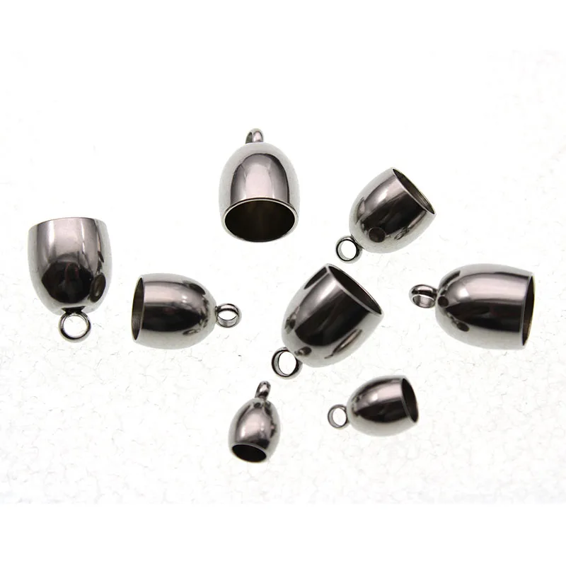 Концевики из нержавеющей стали для кожаного шнура ожерелья браслета серебристые