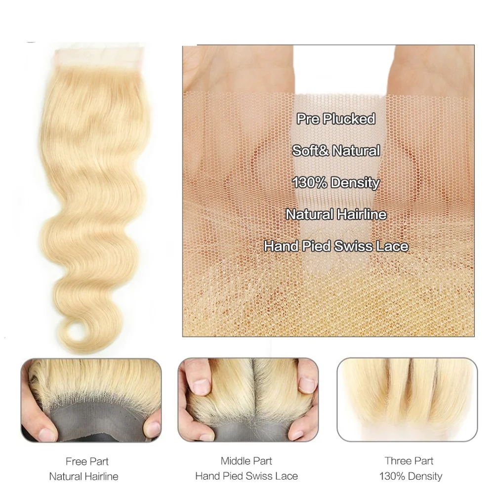 

Mixed 613 Body Wave Bundles With Closure Brazilian Hair Weave Bundles With Lace Closure 4x4 Remy Human Hair Bundle With Closure