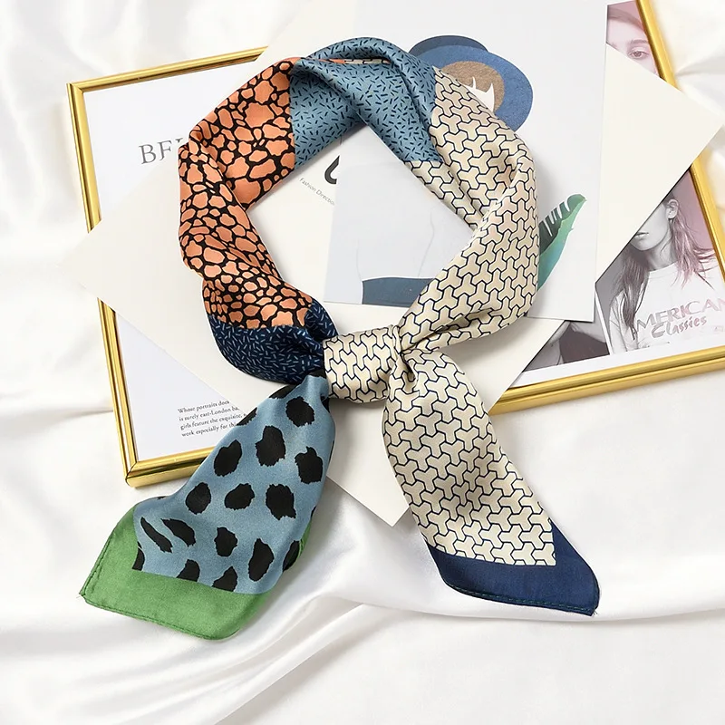 

Chic Leopard Square Silk Scarf Women Soft Special Design Foulard Decorated Headwear Fashion Bandana