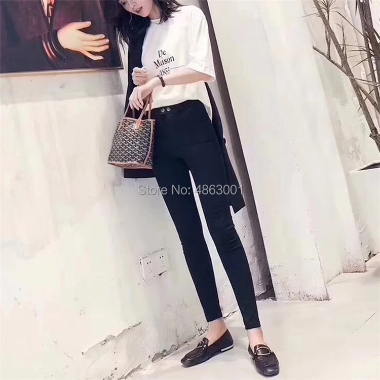 Женские леггинсы тонкие весенние и осенние эластичные брюки-карандаш с высокой