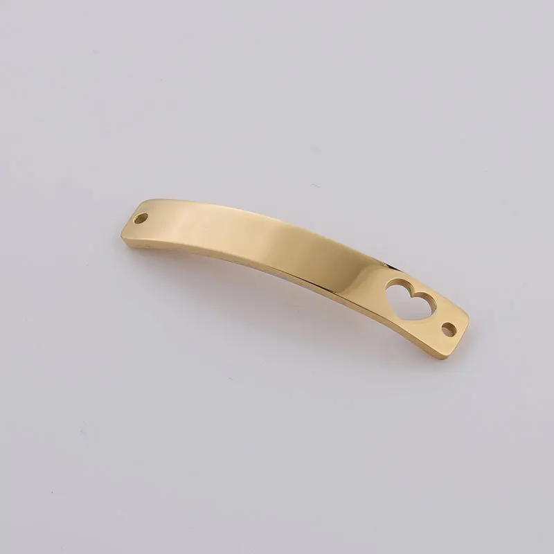 

20Pcs/Lot 6*39mm Strip Curved Heart Charms Mirror Polish Stainless Steel Connector Charms For DIY Making Necklace Braid Bracelet