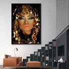 Блестящая золотая картина для макияжа для женщин, живопись для украшения гостиной, холст для дома, гостиной, спальни