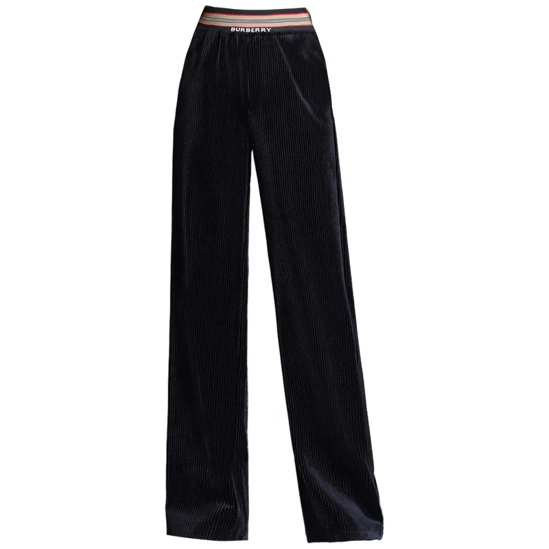 

New High Quality Corduroy Pants Women Autumn High Waist Loose Casual Straight Full Length Elastic Waist Wide Leg Plus Size L-4XL