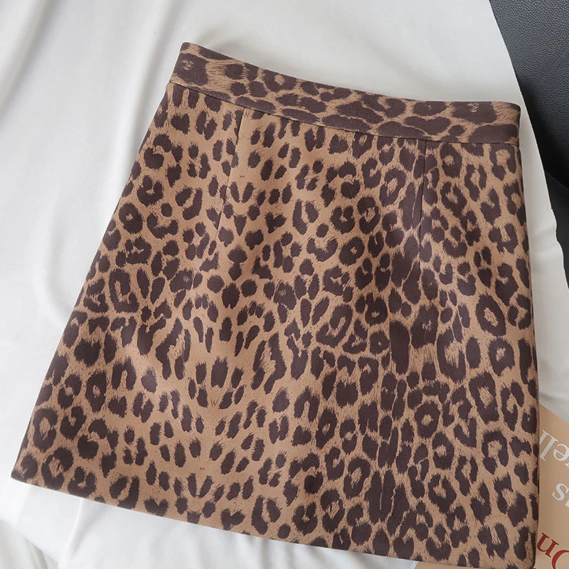 Осенне-зимняя женская юбка с леопардовым принтом Сексуальная мини-юбка
