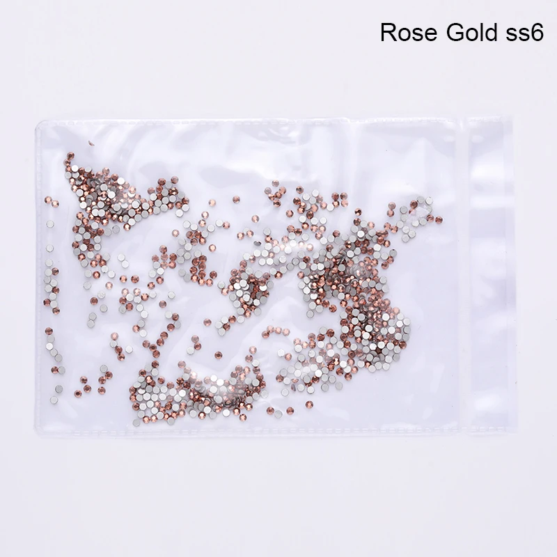 Rose Gold ss6 1440 шт. Стразы с плоской задней поверхностью и AB для украшения ногтей, обуви и танцевального платья - Цвет: Rose Gold ss6