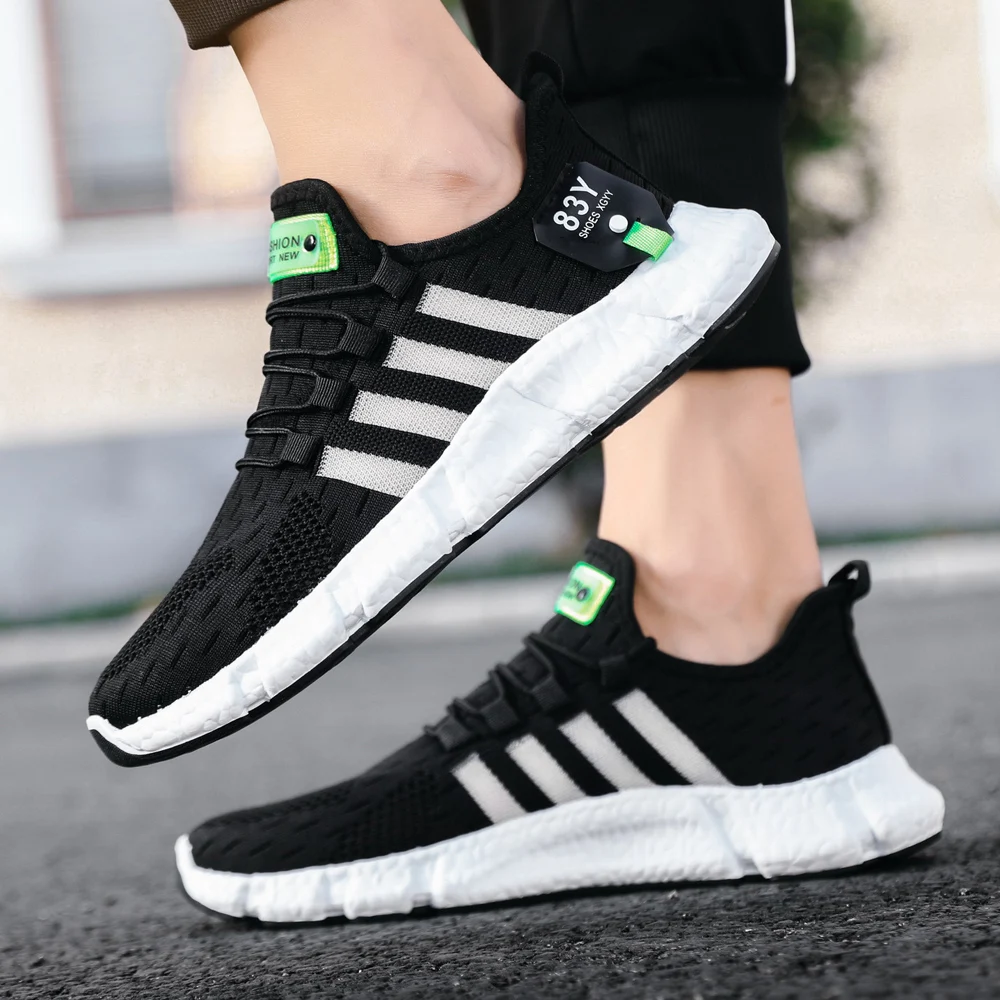 

Flying Weave Men's Running Shoes Lightweight Popcorn Sneakers Comfortable Walking Sports Shoes Keep Running Casual Shoes