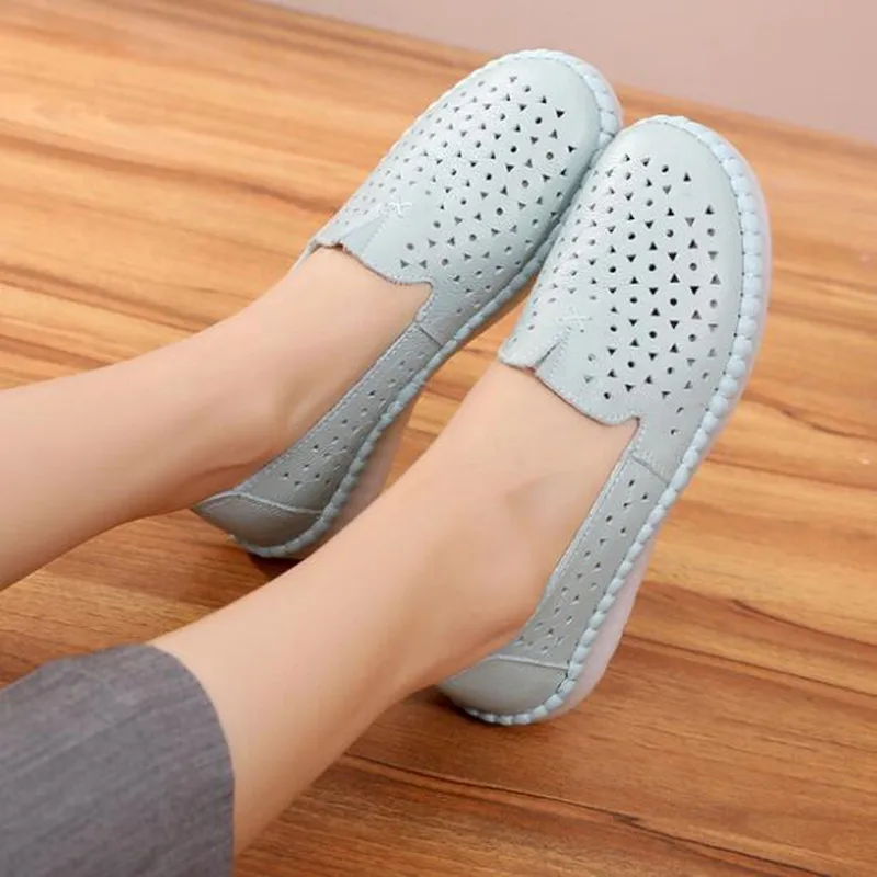 

CEYANEAO New 2019, soft cowhide shoes, women's flat shoes, sandals, fashionable casual shoes, large size, trendy flat shoes