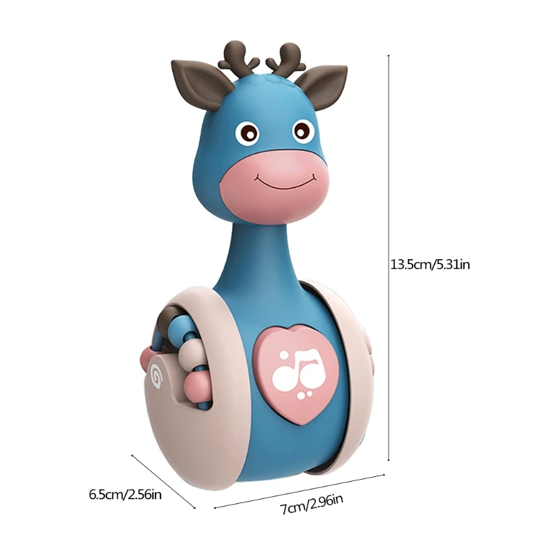 

Cartoon Giraffe Tumbler Doll, Sliding Tumbler Toy, Baby Rattles Toys For Children Kids Handle Educational Musical Dolls