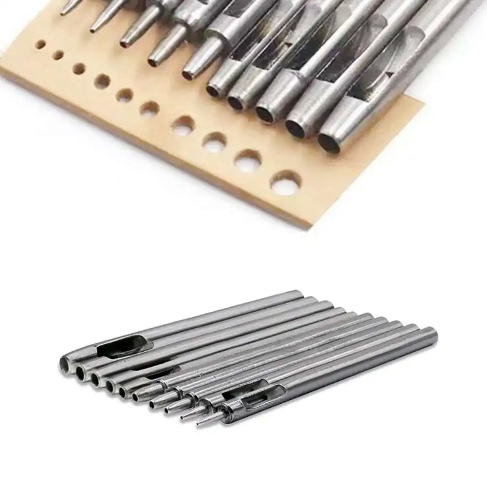 

10pcs Leather Punching Round Punch Set Leather Carving Punching Tool 0.5-5mm