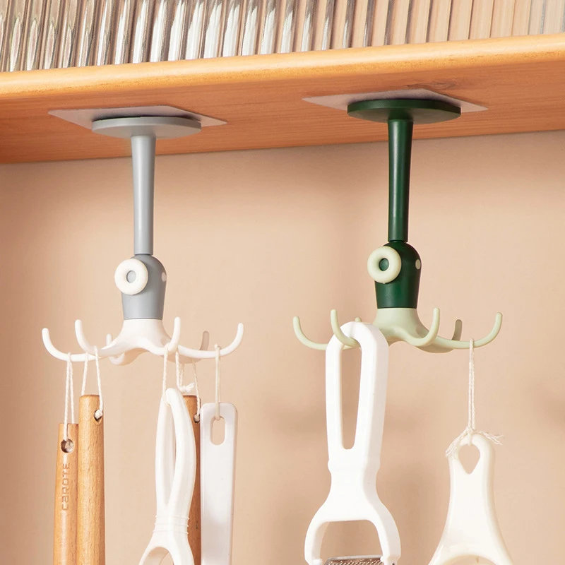 

Storage Accessories Rotatable Hook Punch-free Octopus-shaped Universal Pendant, Suitable For Bathroom Wall-mounted Kitchen