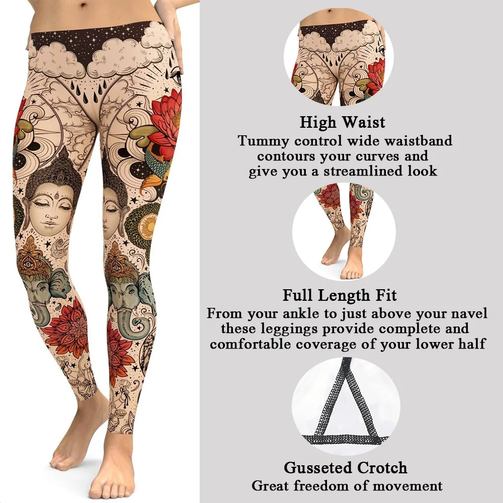 

Леггинсы женские Gossina Lotus для фитнеса, с принтом, с татуировками, спортивные, тренировочные, с защитой от ультрафиолета, 2021