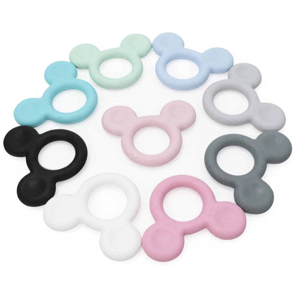 TYRY.HU 1PC Cartoon Baby Silicone Mickey Teether Teething Animal Rodent DIY Baby Teething Necklace Toy Food Grade Silicone Beads