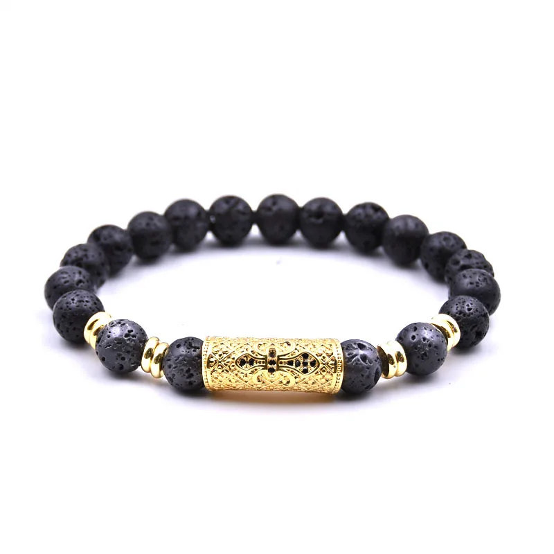 Популярный мужской браслет с перекрестными бусинами из натурального камня