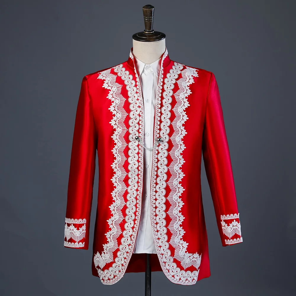 

Red 2019 new European court performance clothing prince for men's dress the man studio theme suit