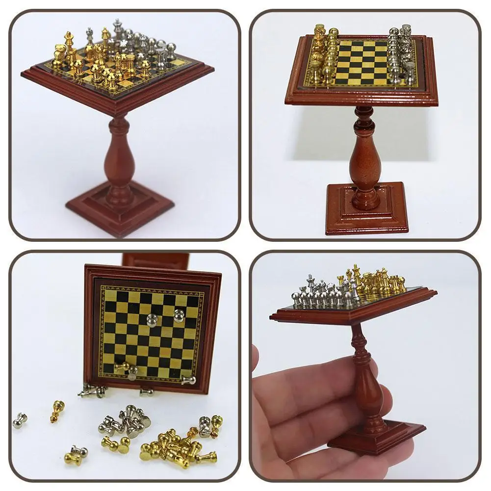 

Kawaii Miniature Dollhouse Magnetic Chess Board Table Game Chess DIY Board Chessboard Set Set Chess Decor Toy Kids