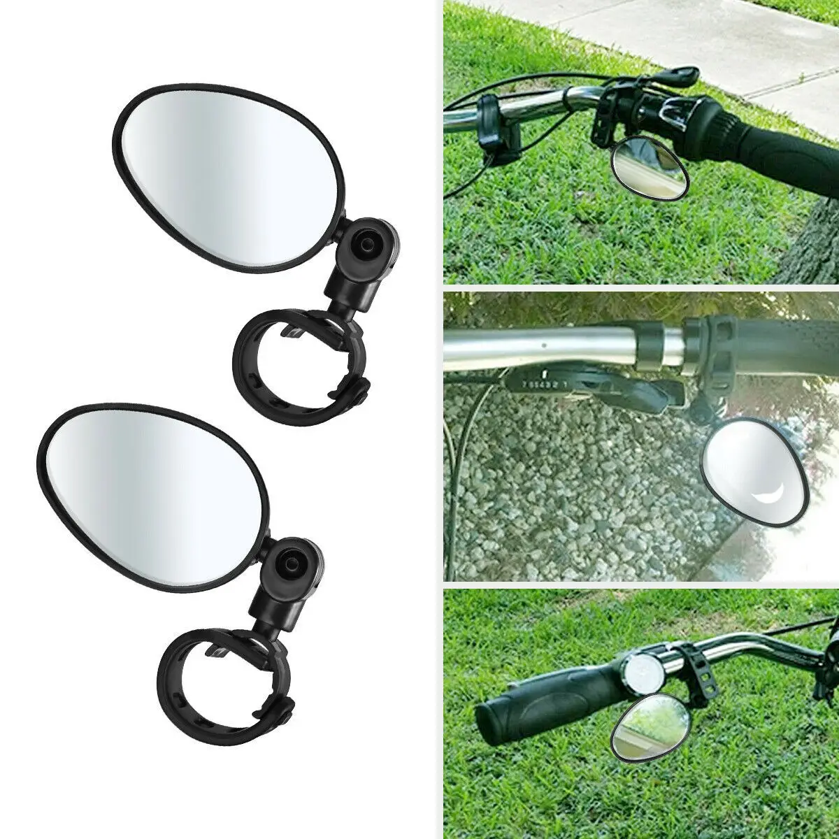 

2pcs Bike Rear View Mirror Bicycle Handlebar Rearview Mirror Adjustable 360 Rotatable Wide Angle Lightweight Convex Bike Mirror