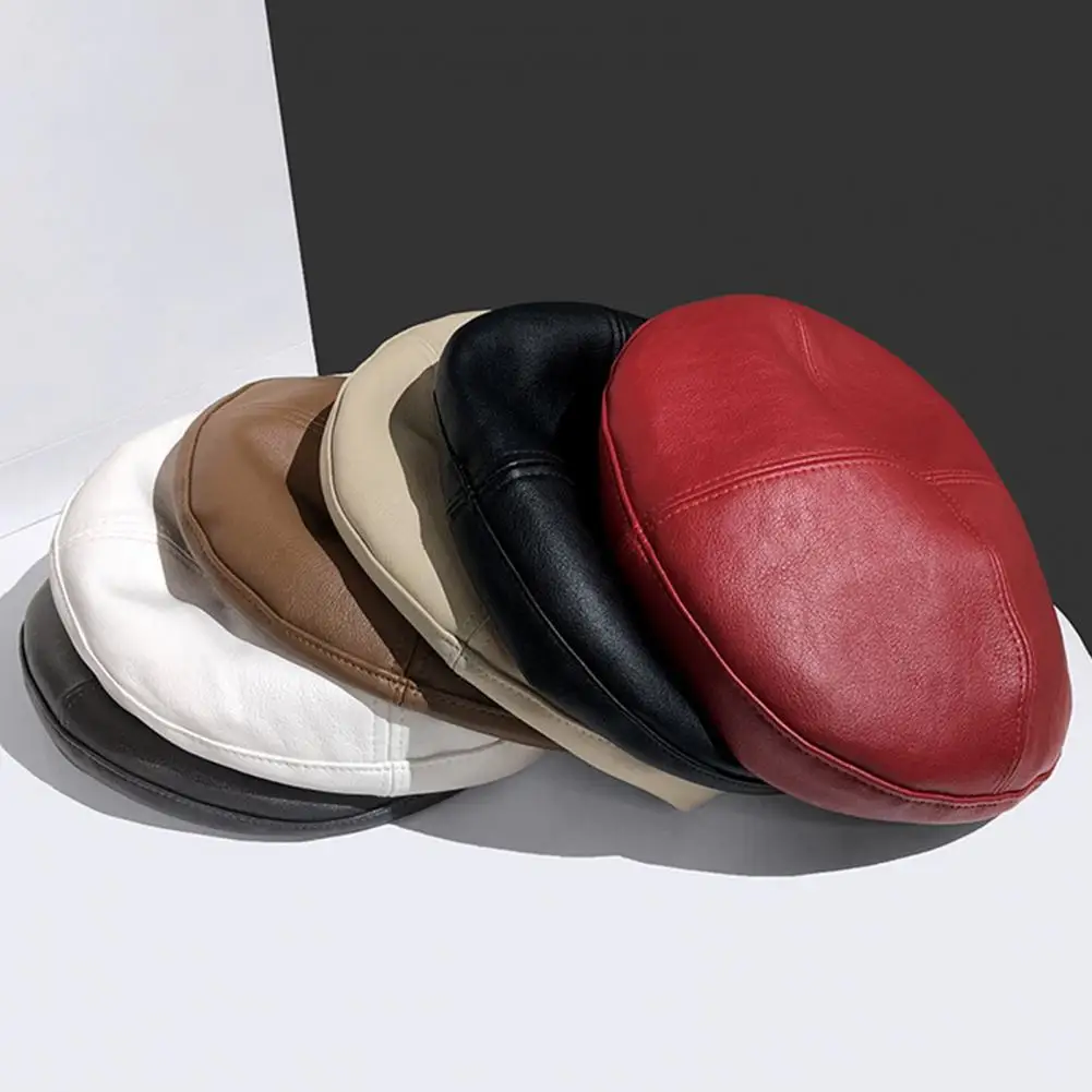 

Зимняя шапка, легкий женский берет из искусственной кожи, зимняя шапка