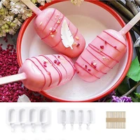 4 cavities ice cream mold reusable silicone ice pop molds diy homemade fruit juice dessert ice pop lolly tray mould