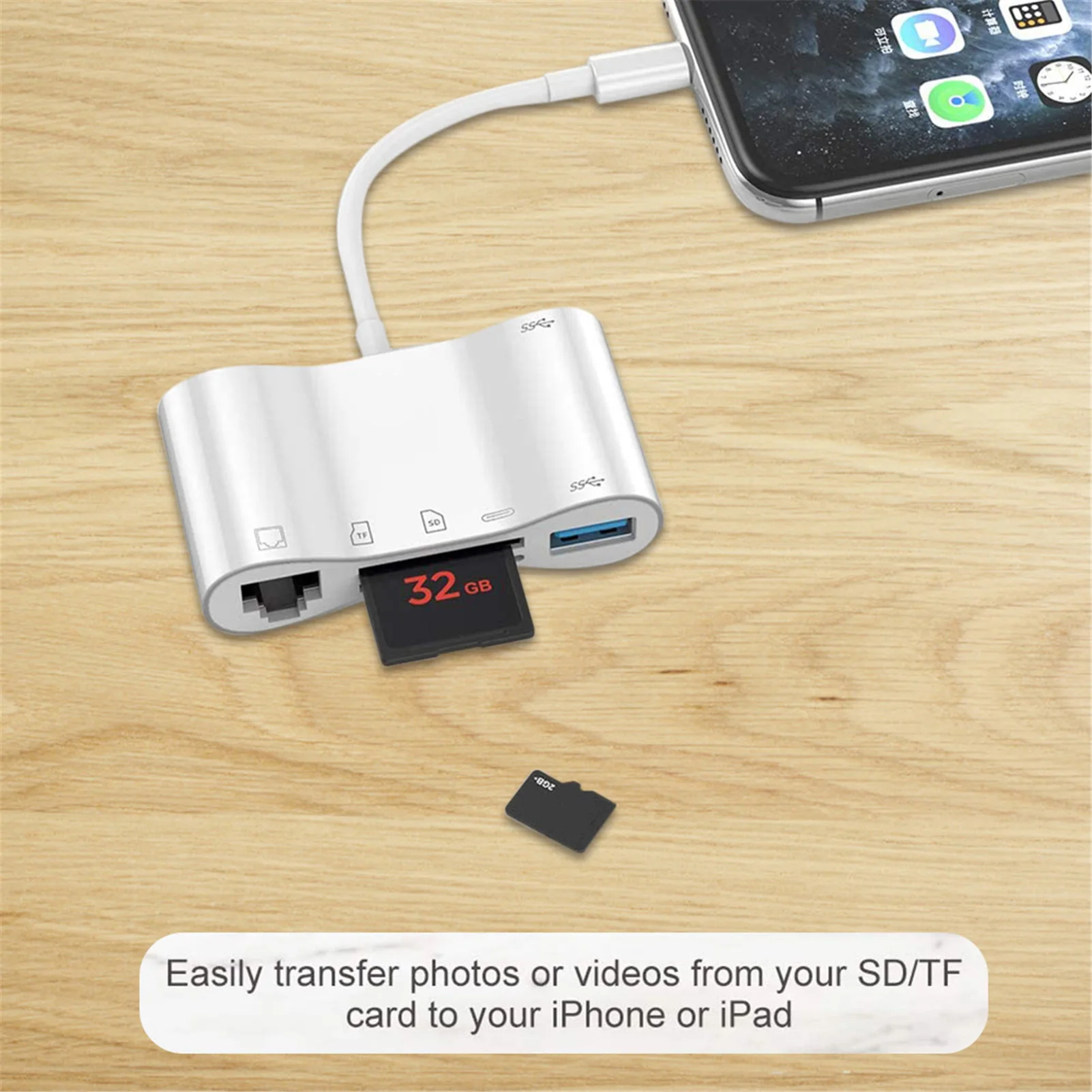 Reader Adapter For Lightning to RJ45 Ethernet LAN Wired Network with USB OTG SD TF Card Converter iPhone | Компьютеры и офис