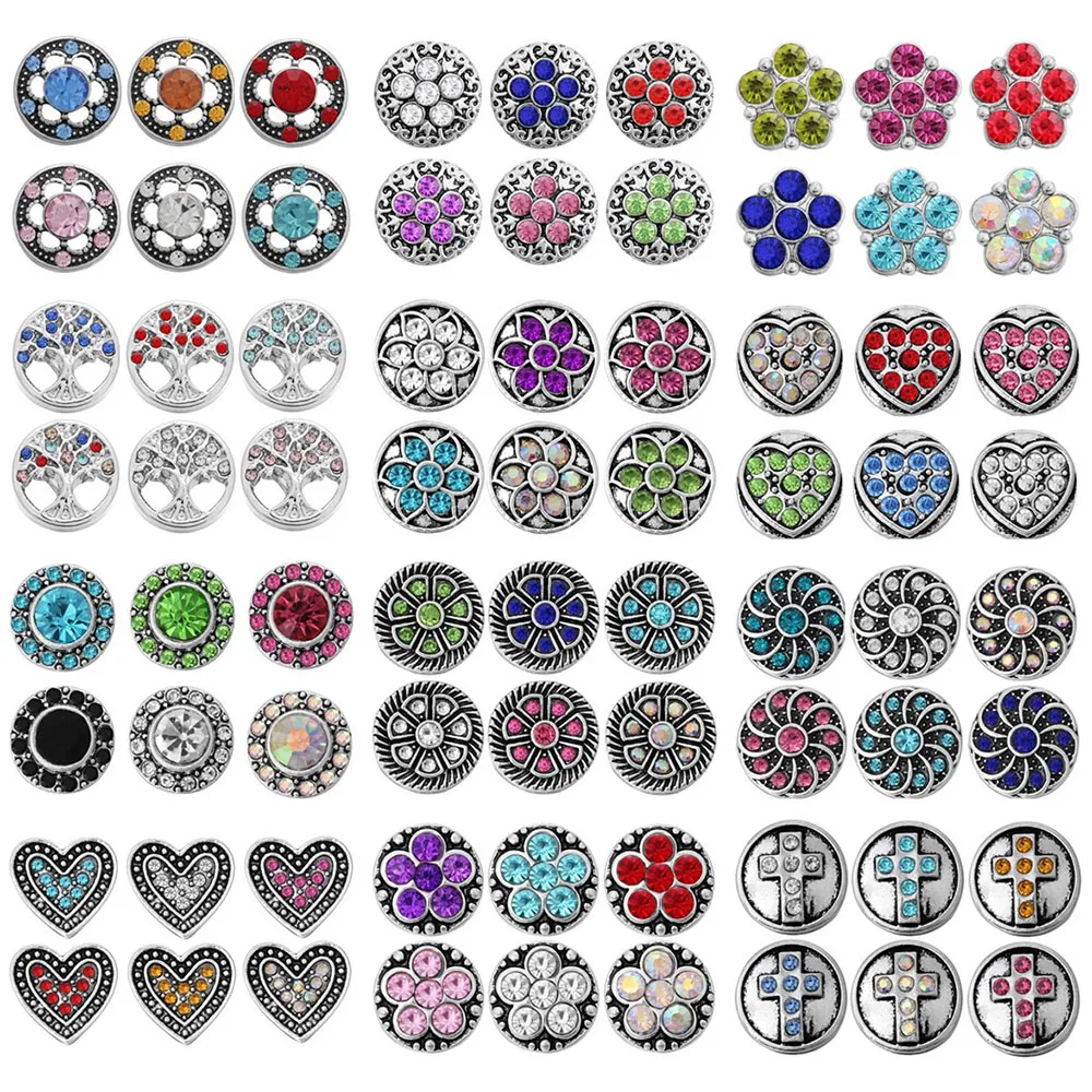 Круглые мини-пуговицы со стразами, 12 мм, 10 шт./лот