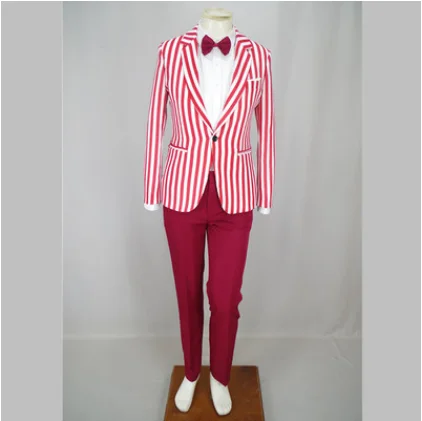 Мужская одежда полосатые блейзеры брюки галстук-бабочка 3 шт./компл. мужской
