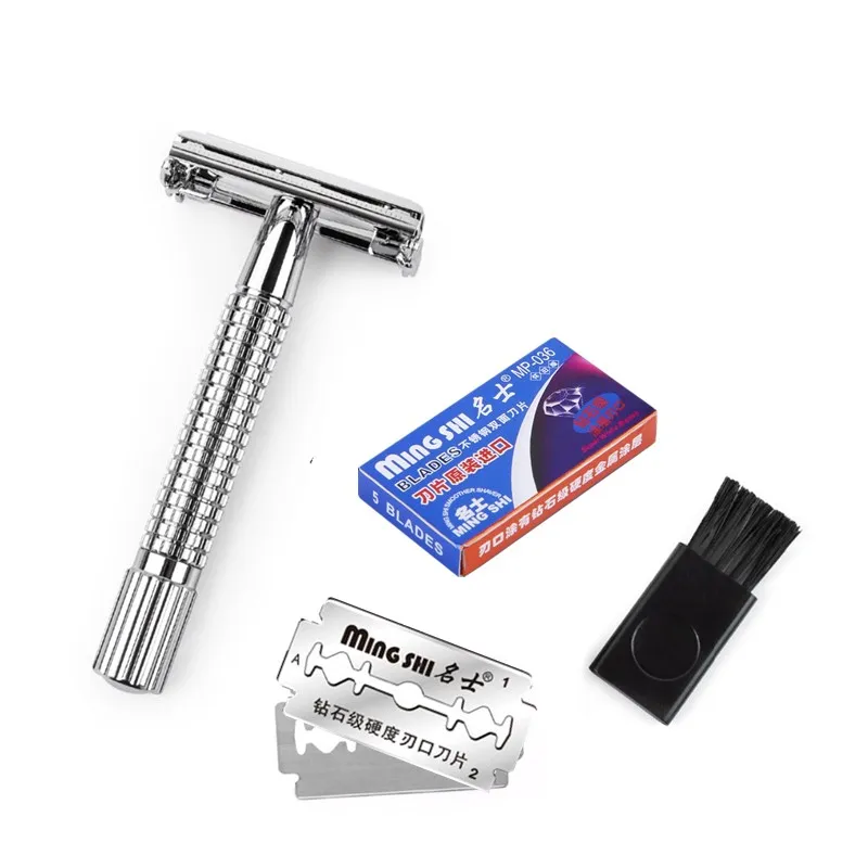 TFLYSHAVE мужская двойная бритва Классическая Безопасная с 5 лезвиями в подарок