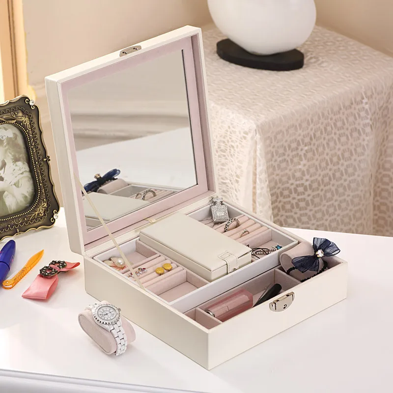 

Women Jewelry Display Box Jewelry Tray Holder Casket Storage Organizer