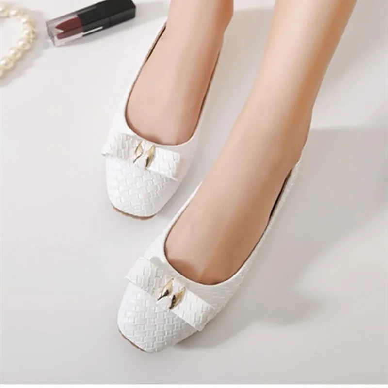 Женские туфли на плоской подошве с квадратным носком удобная обувь бантиком и