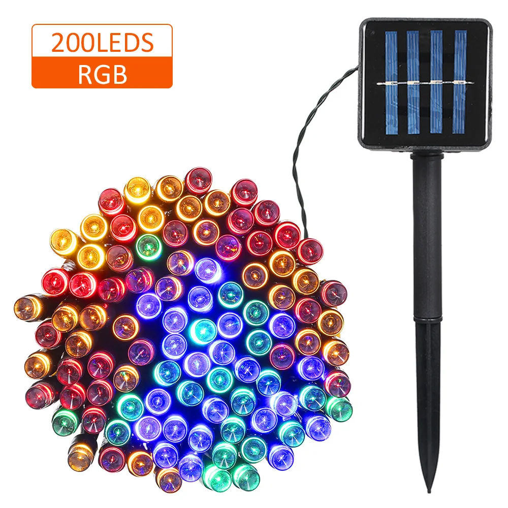 Гирлянда на солнечной батарее 22 м 200 светодиодов 17 100 RGB сказосветильник
