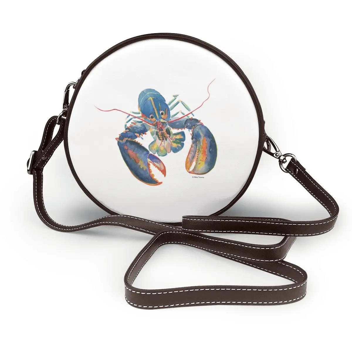 

Lobster Shoulder Bag Travel Student Round Bag Gift Reusable Leather Purse