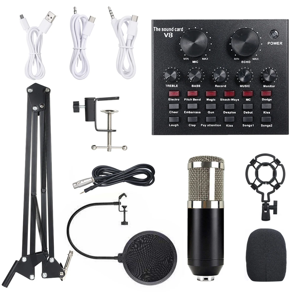 

Многофункциональный аудио микшер Live звуковая карта и BM800 Подвеска для микрофона комплект вещания Запись конденсаторный микрофон набор