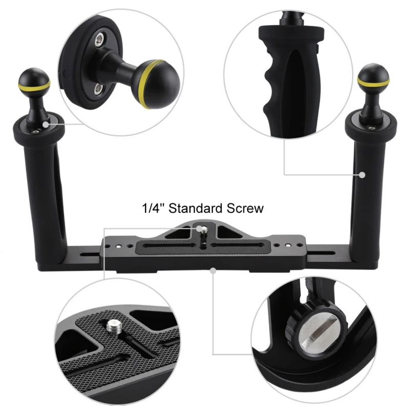 

Dual Handle Aluminium Tray Stabilizer For Underwater Camera Housings For GoPro DSLR Smartphones Underwater Photography