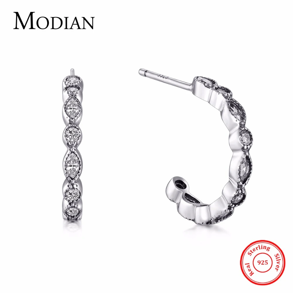 Modian 2017 натуральная 925 стерлингового серебра серьги-гвоздики в виде простой