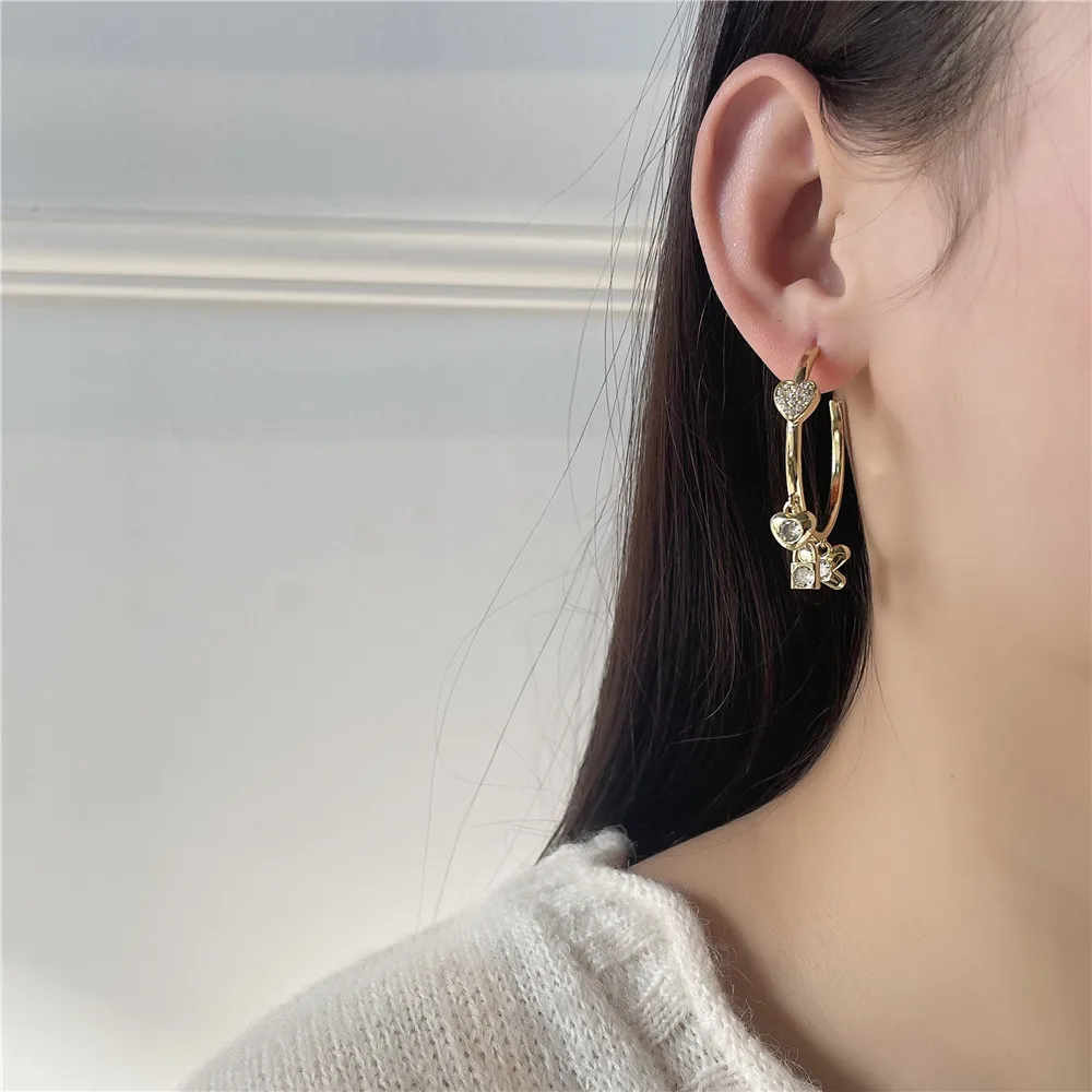 Женские серьги-обручи с фианитами серьги из меди и металла круглой