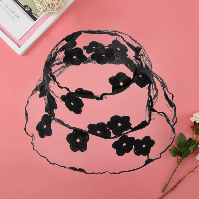

Flower Hollow Embroidery Lace Bucket Hat Female Summer Korean Japan Latest Breathable Thin Mesh Sun Fisherman Hat Visor