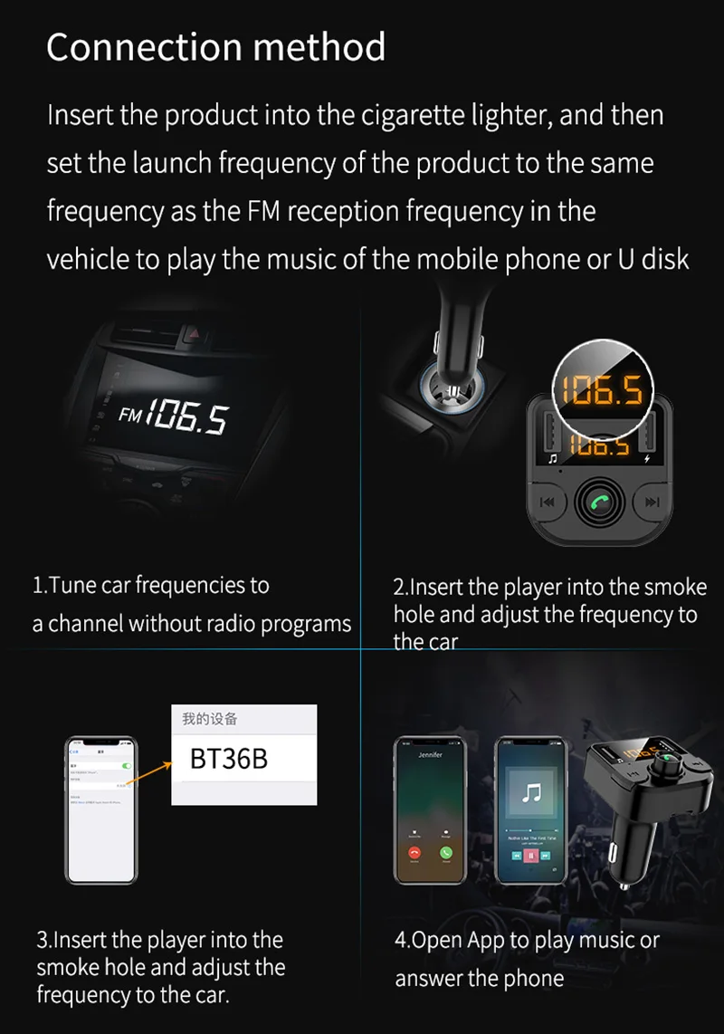 Беспроводной fm-передатчик Bluetooth автомобильный комплект MP3 музыкальный плеер Bluetooth 5,0 громкой связи вызов двойной зарядное устройство usb Поддержка TF карта