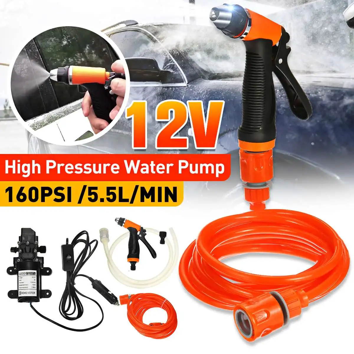 Водяной насос 12 V 100W 5.5L/мин Стабильно высокие Давление диафрагмы распылитель