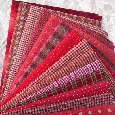 CC736-11pcs 23x33cm polychromatic the cheapest Japanese first dye washed fabric stitching dol DIY fabric plaid cotton doll cloth D30 - Цвет: CC736-11pcs