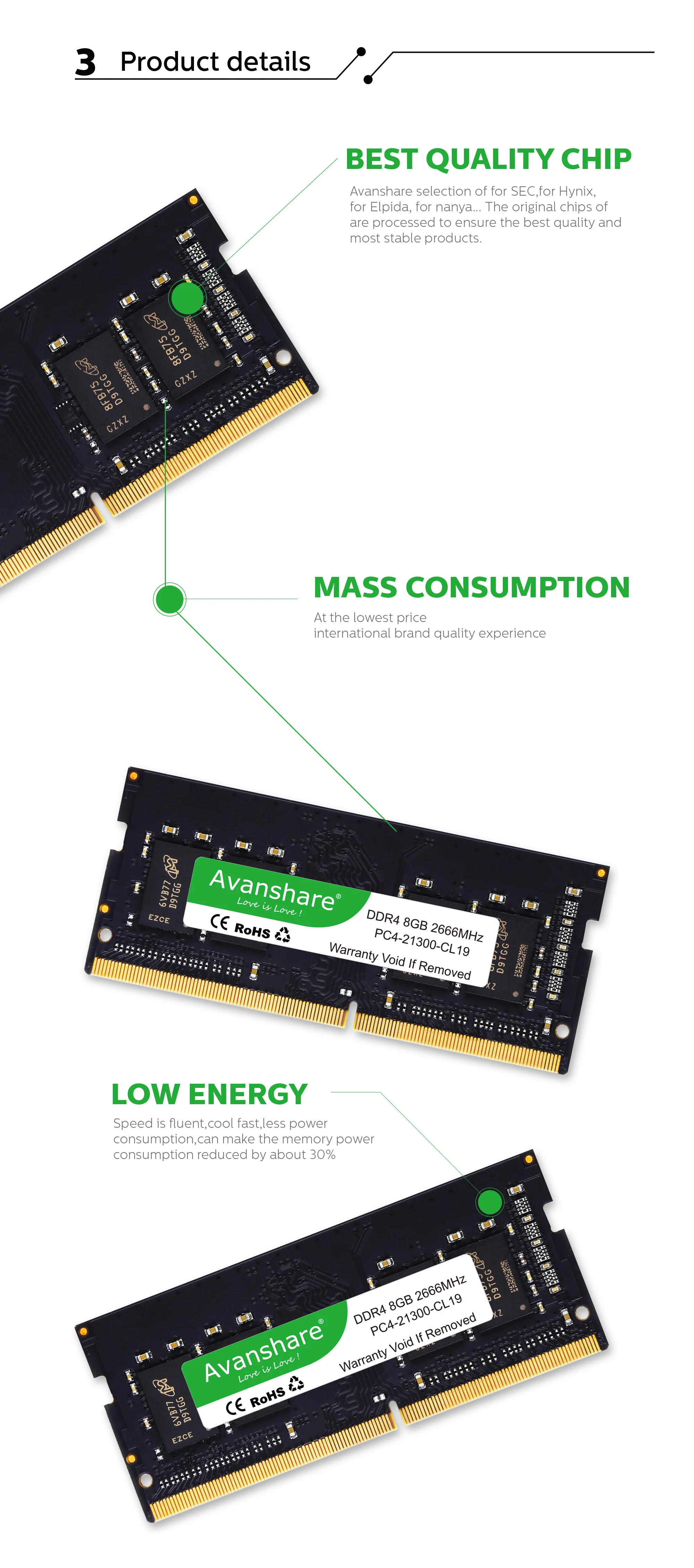 Оперативная память Avanshare ddr4 4 ГБ 8 ГБ 16 ГБ 2400 МГц 1,2 в 288pin пожизненная гарантия высокая производительность высокая скорость ram для настольных ПК Intel и