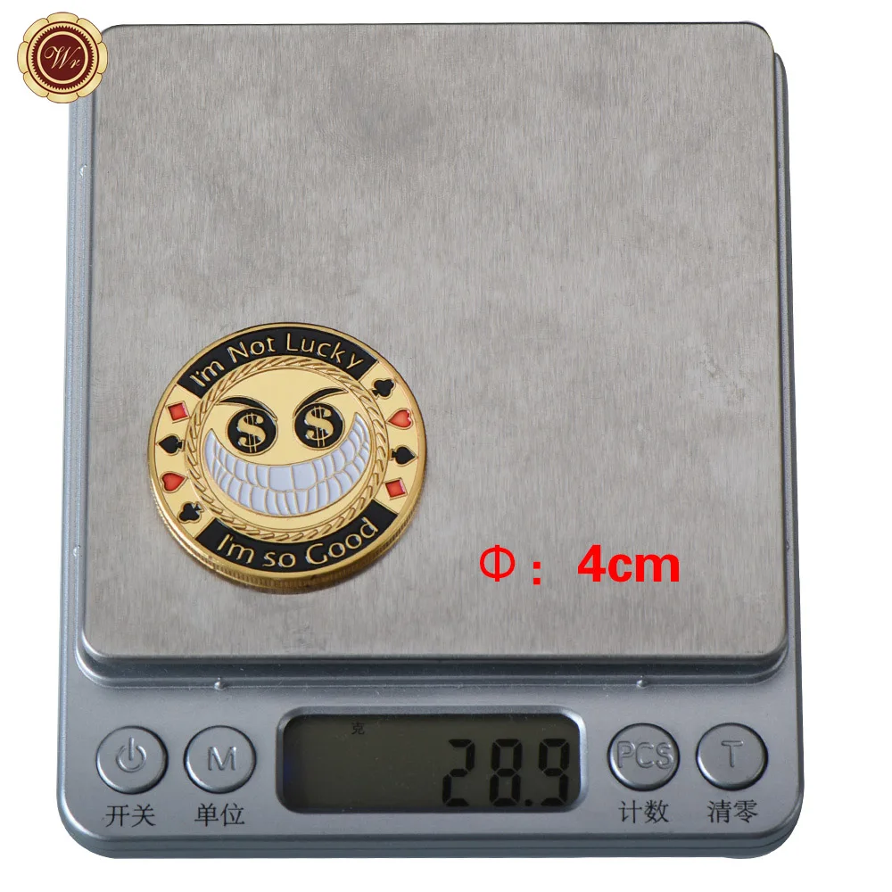 Золотая настольная игра в казино WR 24k Коллекционная монета чип покерная карта