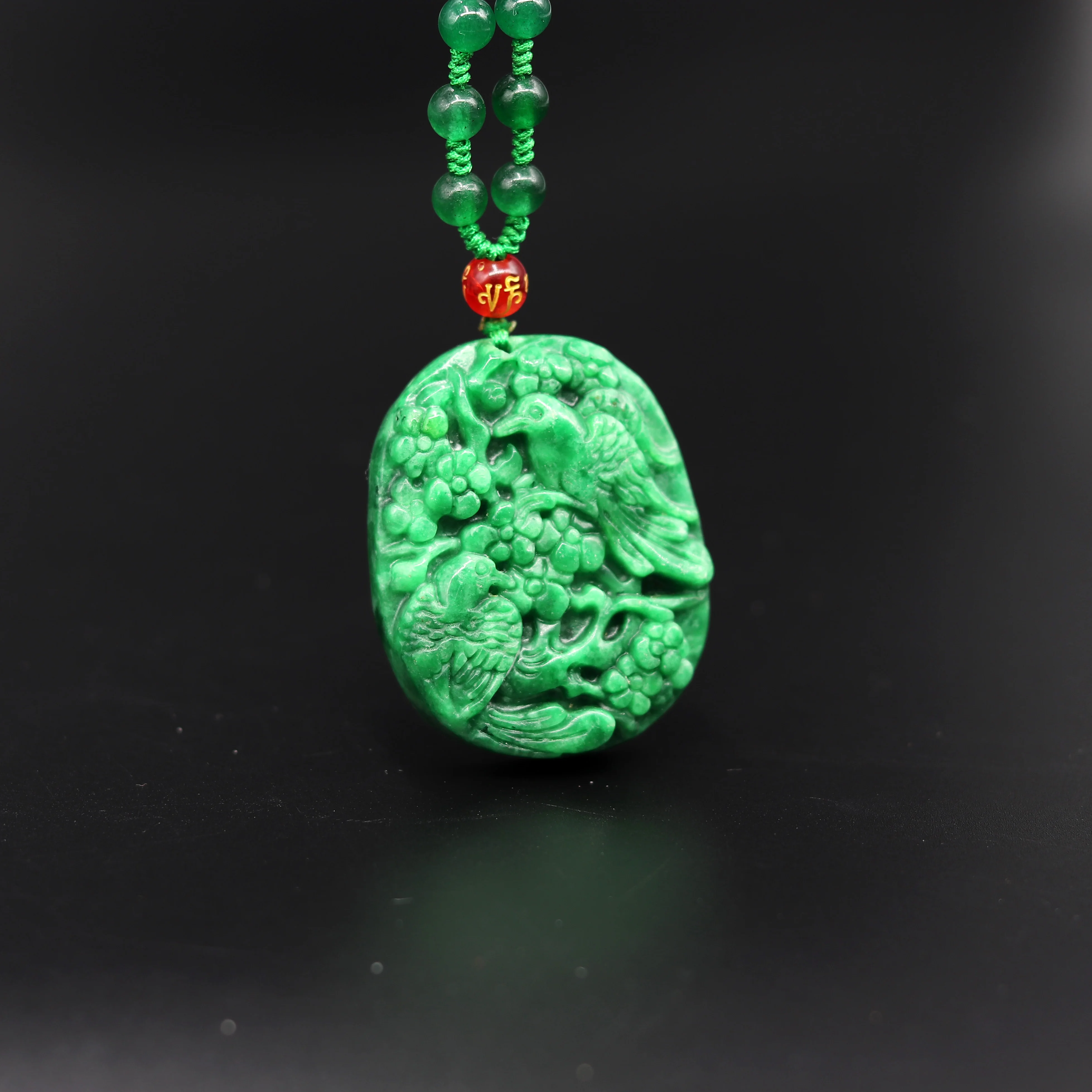 Натуральный Зеленый Изумрудный Нефритовый Цветок Птица кулон ожерелье